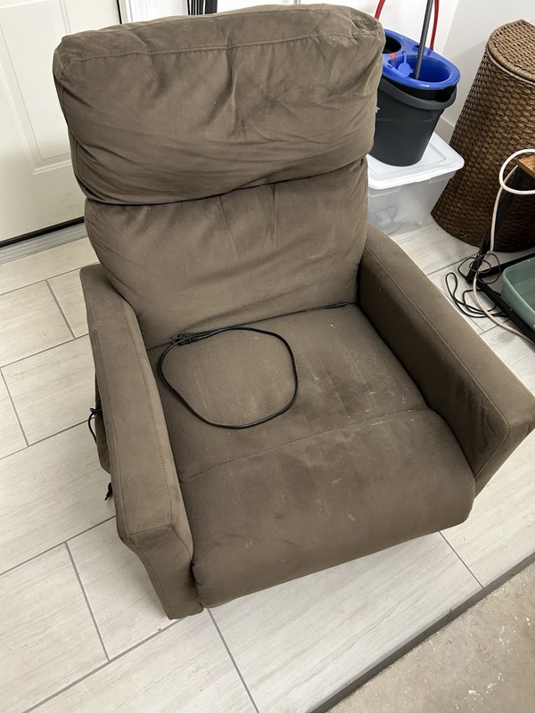 Brown Electric Recliner Chair with Remote Control, Fabric, Solid, 1-Seater