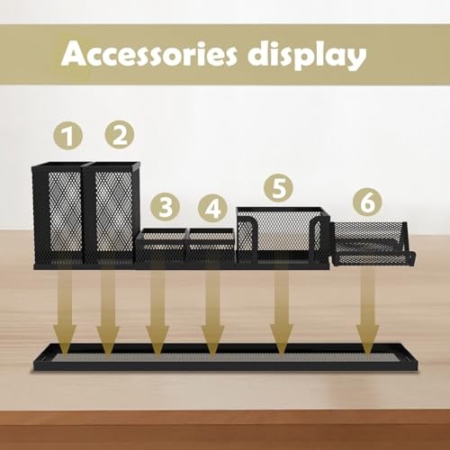 SUPEASY Mesh Desk Organizer Set 6-Piece Pen Holder Caddy Office Phone Stand Blac gallery