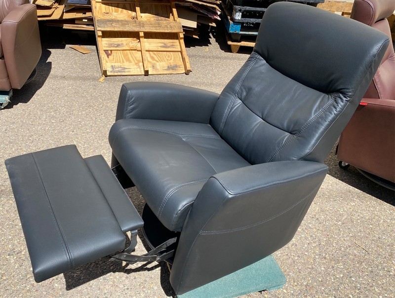 Fjords Oslo Swing Swivel Relaxer Manual Recliner Chair Black Nordic Leather LRG gallery