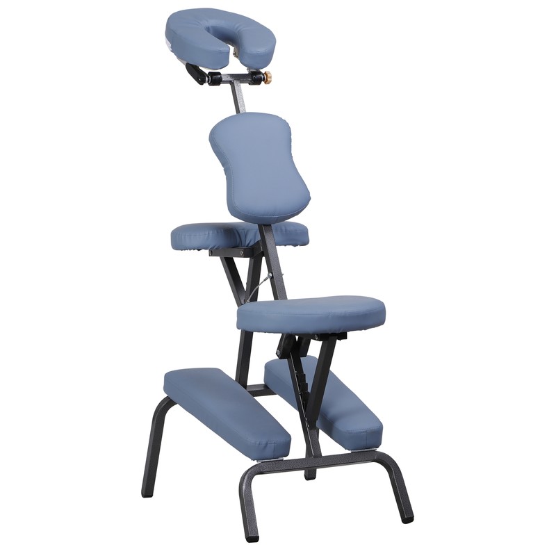 Portable Massage Chair PU Leather Pad Travel Tattoo Spa Salon Chair Black/Blue gallery