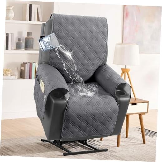 100% Waterproof Recliner Chair Cover Nonslip Recliner Cover Stay in Grey/Beige gallery