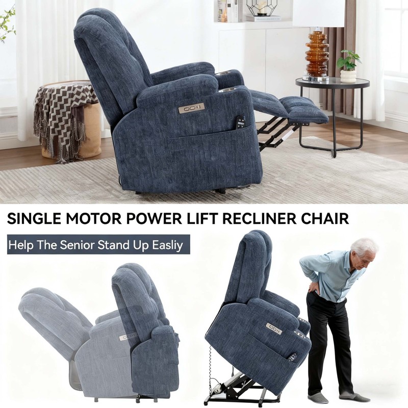 Massage Heat Power Lift Recliner for Elderly Wide Heavy Duty w/ USB Type-C Ports gallery