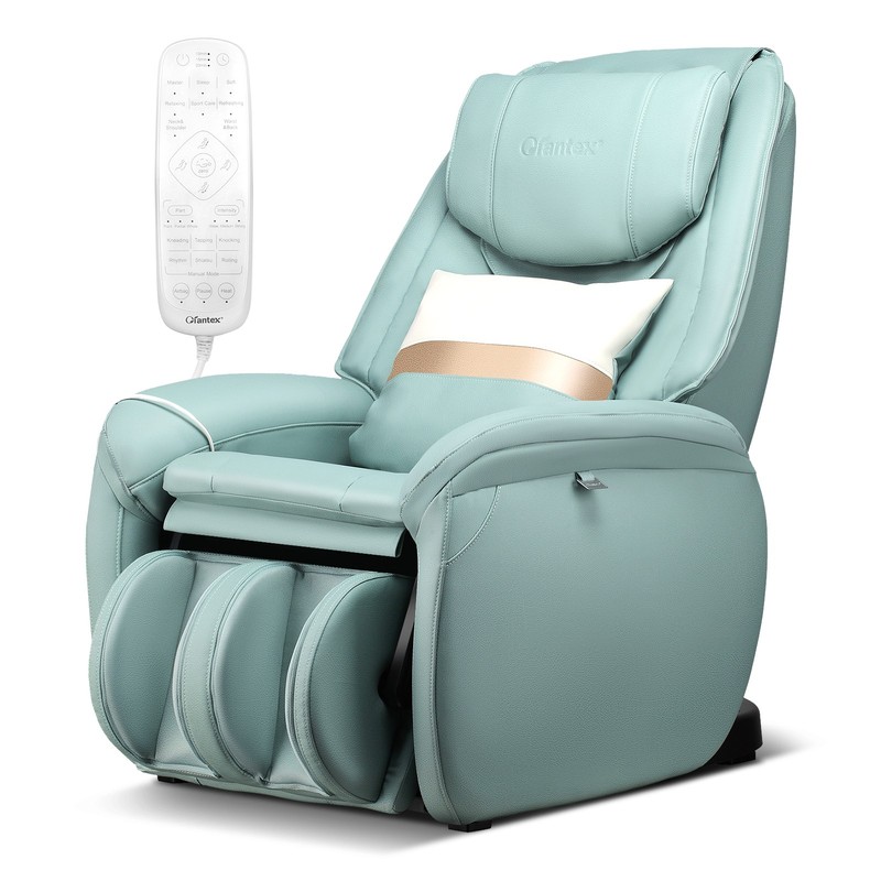 Full Body Zero Gravity Massage Chair w/ 17.5” x 17.5” Thrown Pillow Green
