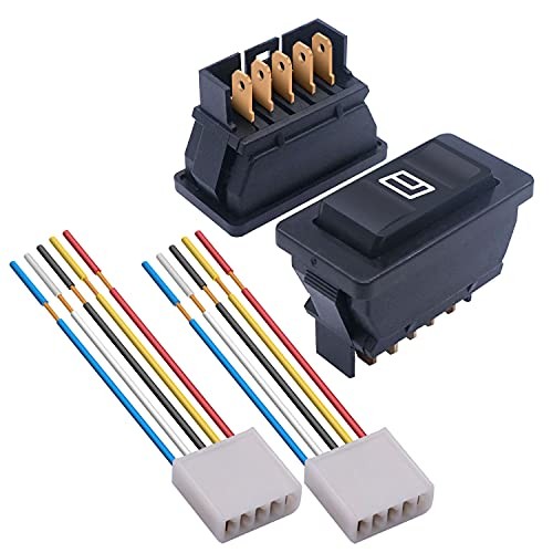 2Pcs 5 Pin Car Window Switch 12V 20A Control Power Window Lift Momentary LED gallery