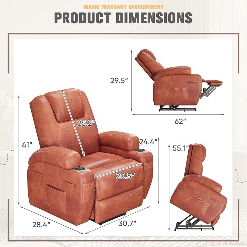 Electric Lift Recliner Chair W/ Vibration Massage Storage Pockets Easy Assembly gallery