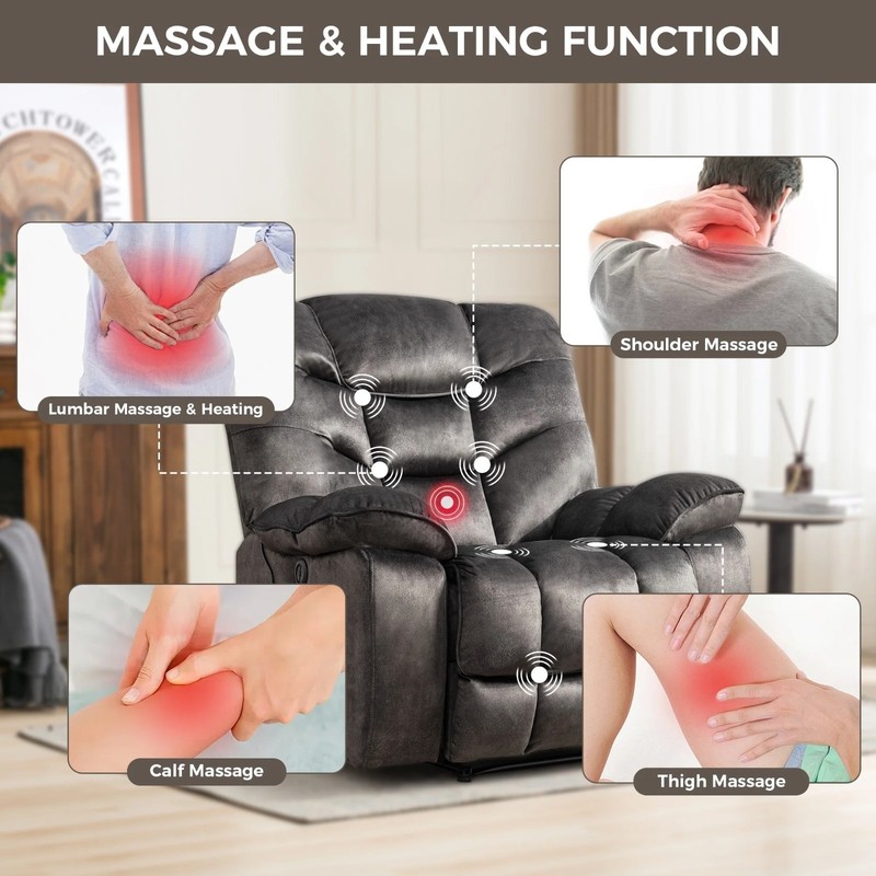 CANMOV Power Recliner Chair - 41" Wide Electric Massage Recliner with Heat & USB gallery