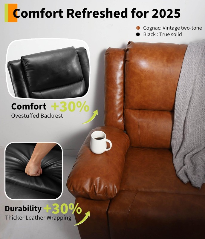 Power Lift Recliner Chair Massage Heat PU Leather Adjustable Backrest Footrest gallery