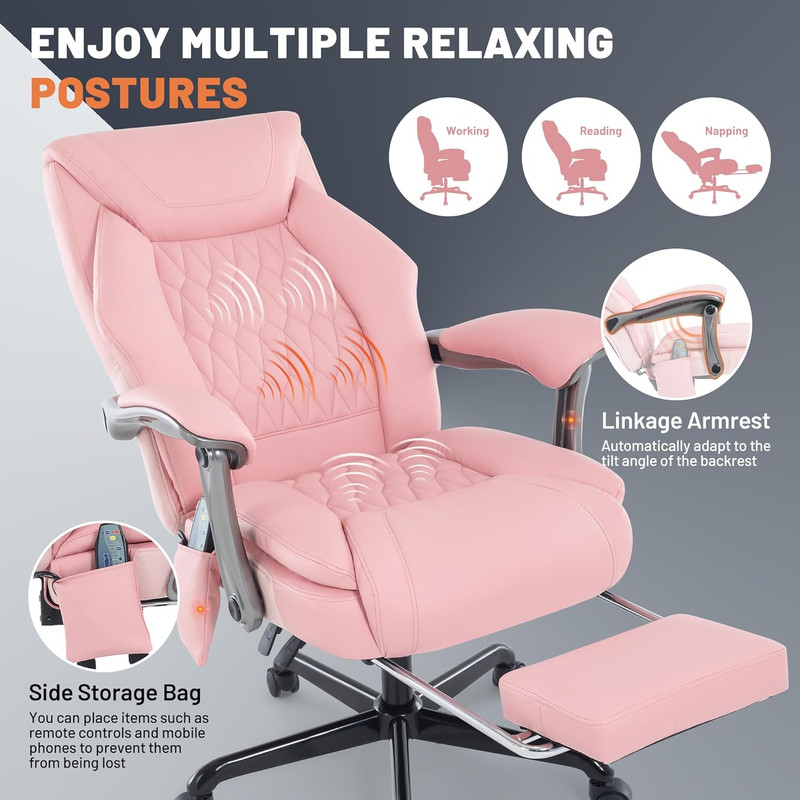 Massage Office Chair with Heating Function & Footrest, 6-Point Vibration, Ergono gallery