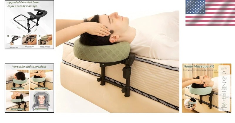 Adjustable Massage Headrest for Bed, Foldable Face Cradle, Memory Foam Pillow gallery