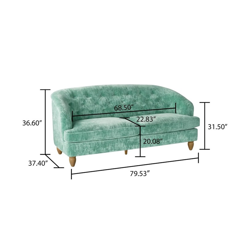 PW3436211066126 Laurel Tufted Sofa, Teal Velvet, 79.53 in, Jad gallery