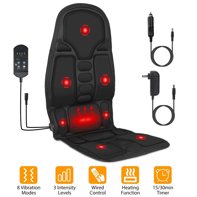 1Pc Back Massager Cushion Electric Massage Car Seat Cushion Chair Pad With Heati