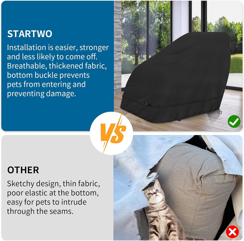 Waterproof Dustproof Massage Chair Cover for Zero Gravity Recliners, Black gallery
