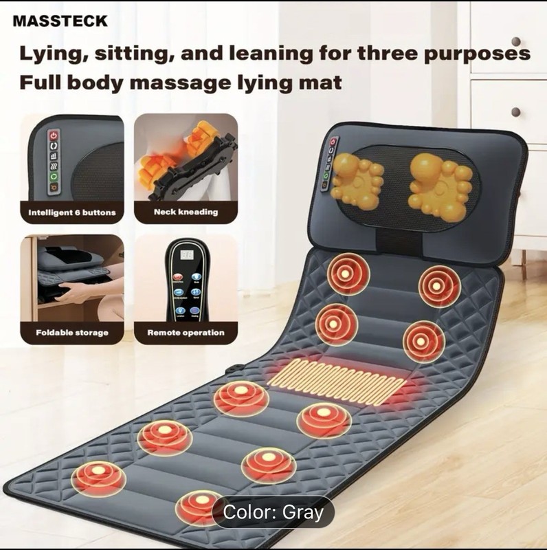 Full Body Massage Pad with Heating Function Neck Massager, 10 Vibrating Motors
