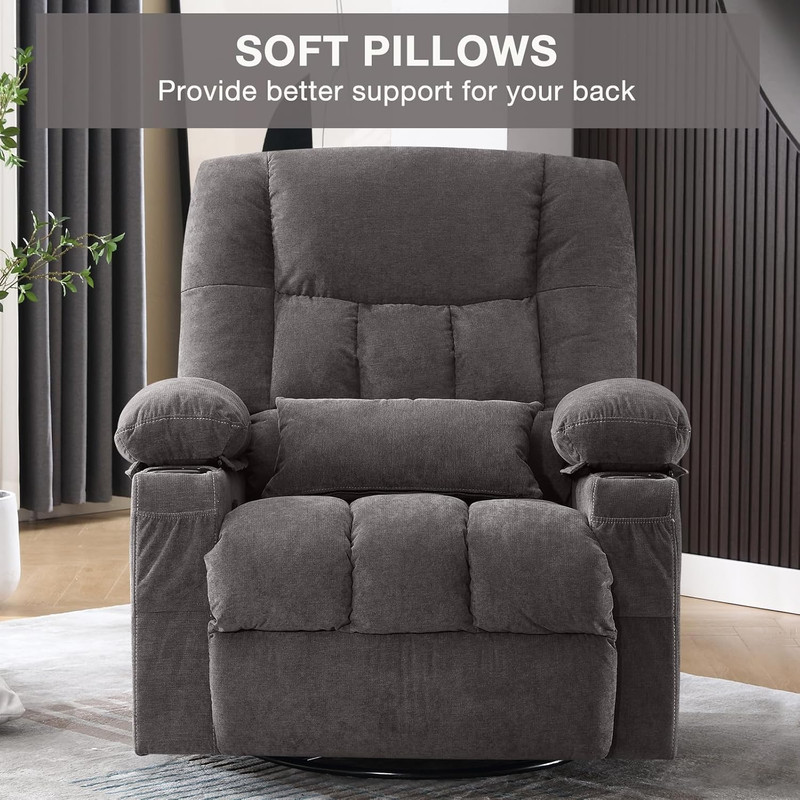 BOSMILLER Massage Swivel Rocker Recliner Chair with Vibration Massage and Heat E gallery