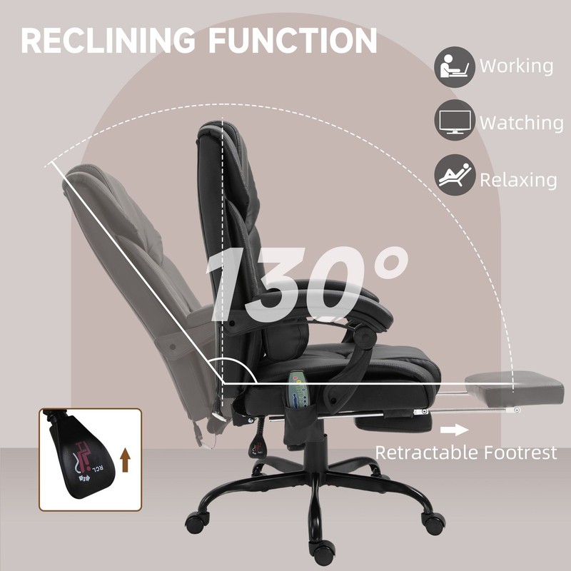 High Back Massage Office Chair with 6 - Point Vibrating Lumbar Support Recliner gallery