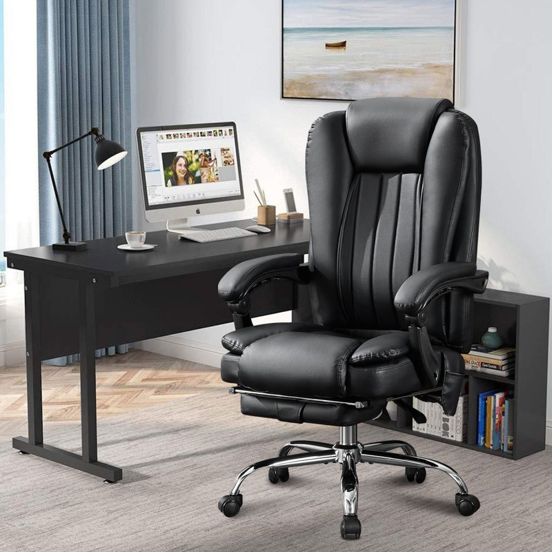 Reclining Massage Chair w/ Heat & Vibration, Office Chair w/ Footrest gallery
