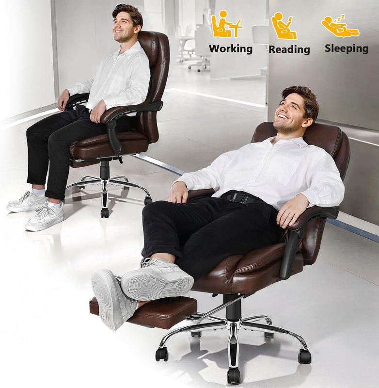6 Point Vibrating Massage Office Chair with Adjustable Height | PU Leather, Heat gallery