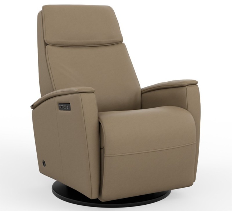 Large Fjords Crown Swing Relaxer 3 Motor Power Recliner Chair in Tan AL Leather