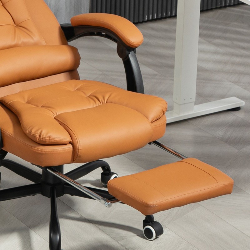 High Back Massage Office Chair with Lumbar Support and Footrest, Light Brown gallery