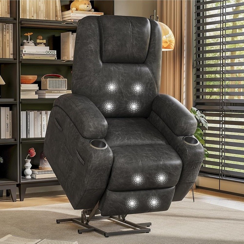 Power Lift Recliner Chair W/ Vibration Massage & Storage Pocket Easy Assembly US gallery