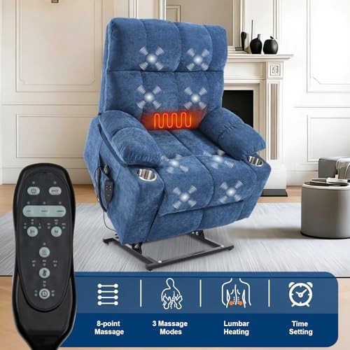 Oversized Recliner Electric Lift Chair, Power Lift Recliner for Big and Blue gallery