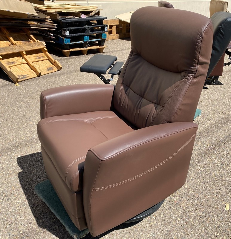 Fjords Oslo Swing Swivel Relaxer Power Recliner Chair Walnut Nordic Leather LRG gallery