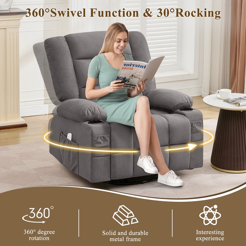 3D Kneading Massage Rocker Recliner Chair with Heat, USB, 2 Cup Holders gallery