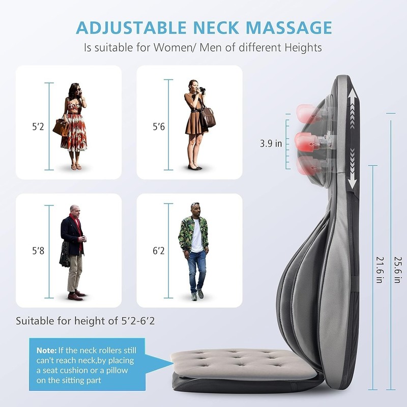 COMFIER Shiatsu Neck and Back Massager with Heat, Adjustable Massage Pad gallery