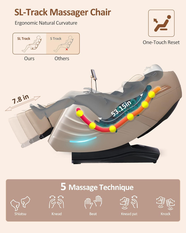 Massage Chair Full Body, 20 Modes Zero Gravity Sl-Track Shiatsu Massage Chair Bu gallery