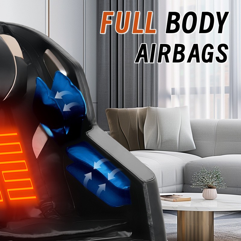 Full-Body Massage Chair with Bluetooth, Zero-Gravity & Heat, Black gallery