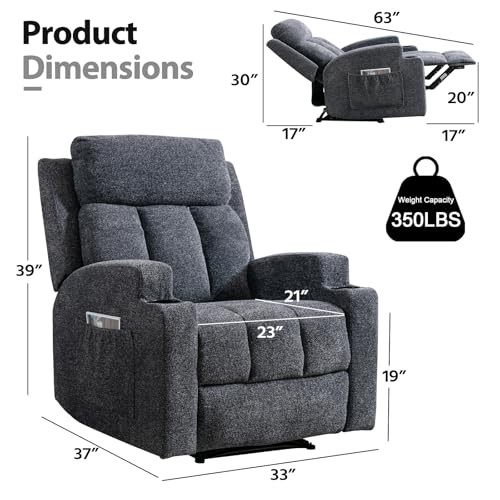 CANMOV Manual Recliner Chair with Massage and Heat, Soft Fabric Recliner Chair gallery
