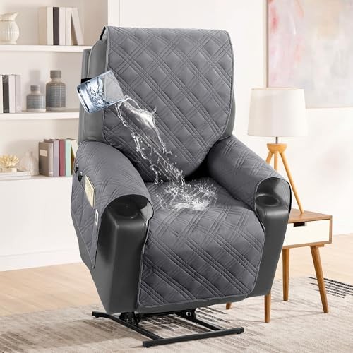 100% Waterproof Recliner Chair Cover Nonslip Recliner Cover Stay in Grey/Beige gallery