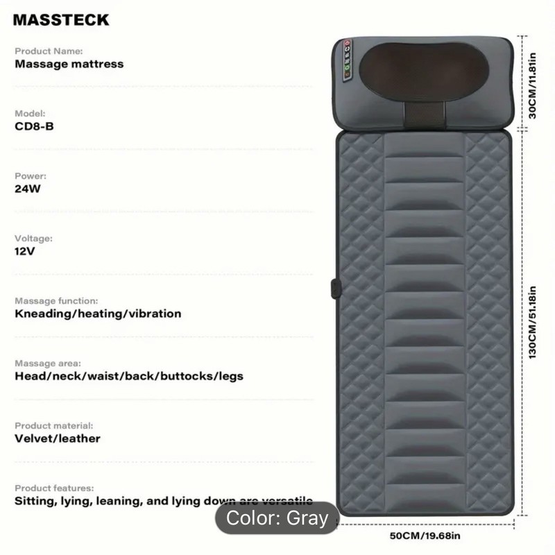 Full Body Massage Pad with Heating Function Neck Massager, 10 Vibrating Motors gallery