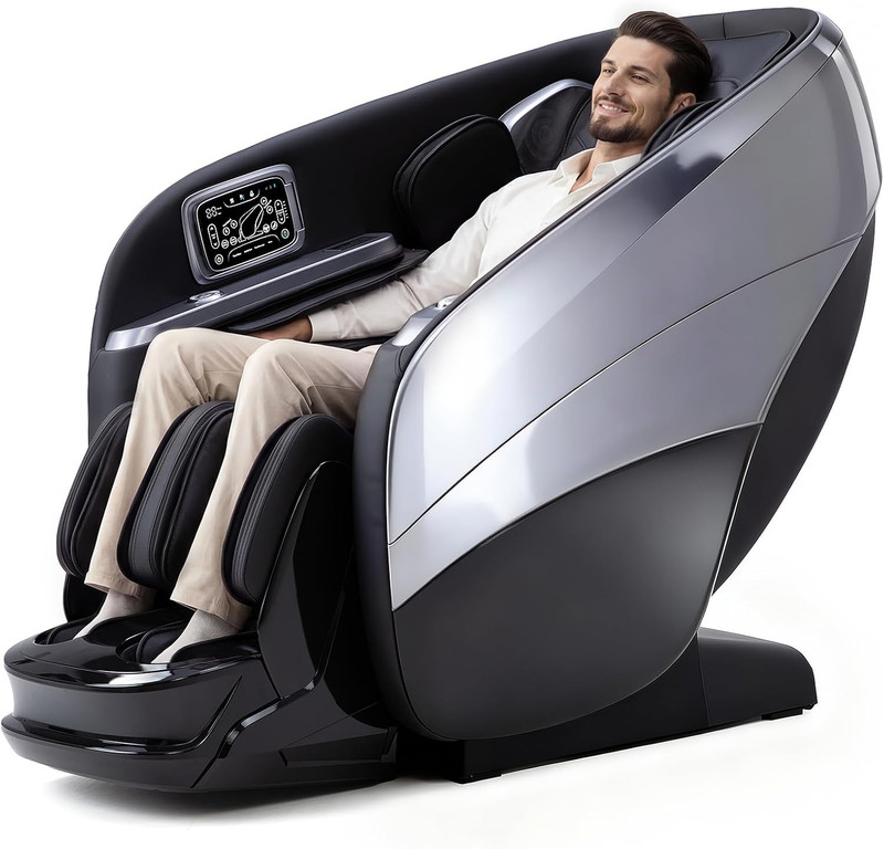 4D Full Body Massage Chair with Zero Gravity, 34 Airbags, AI Control, Black