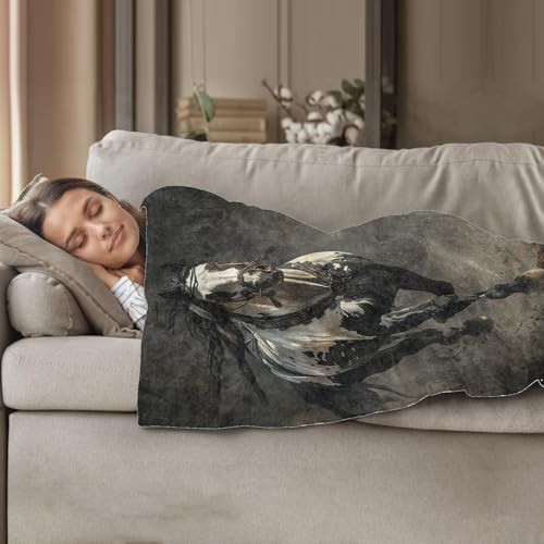 Throw Blanket for Women Girls Boys, Soft Flannel 50"x60" Western Horse Running gallery