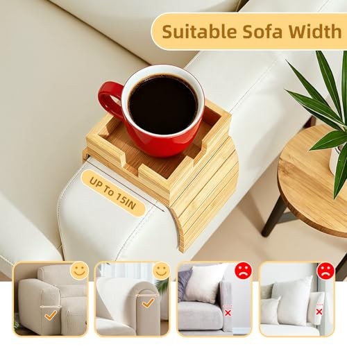 Bamboo Couch Cup Holder & Armrest Tray - Extend Your Comfort with a Large gallery