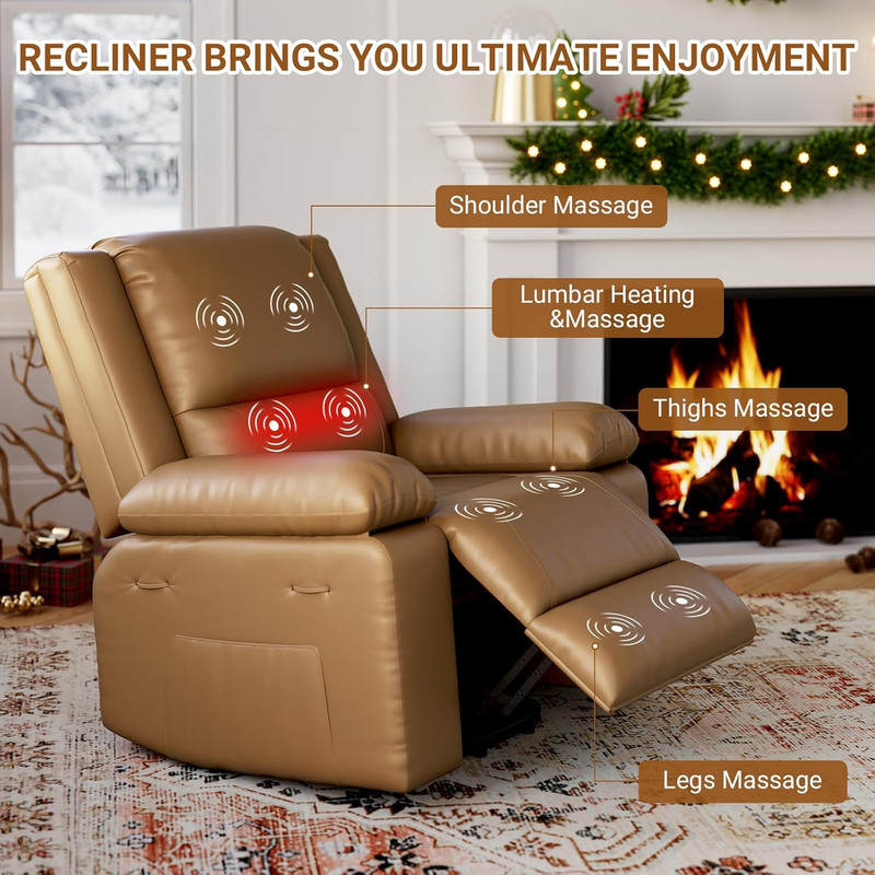 PU Leather Power Lift Recliner Chair with Massage and Heat, Adjustable Back and gallery