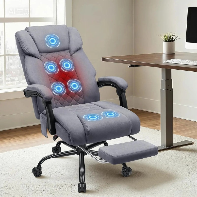 Heat & Massage Desk Chair High Back Reclining Footrest Office Chair gallery