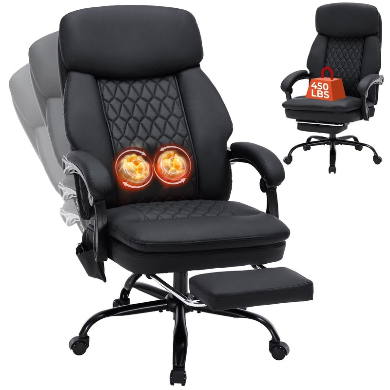 Massage Office Chair with Foot Rest,16 Nodes Shiatsu Massage Reclining Office Ch