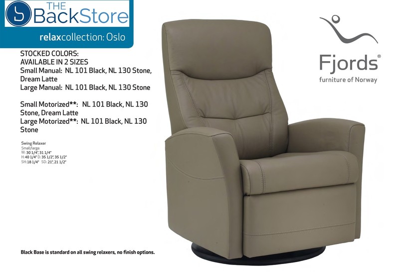 Fjords Oslo Small Swing Relaxer Manual Recline Recliner Chair STONE NL Leather gallery