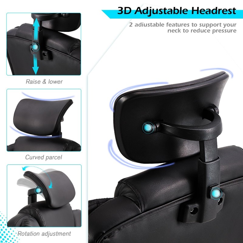 Massage Office Chair Heat Reclining Footrest Executive Chair Black Leather gallery