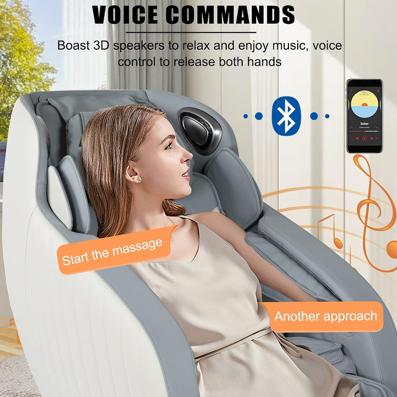 Zero Gravity Full Body Massage Chair with Bluetooth & Heat Therapy, Blue gallery