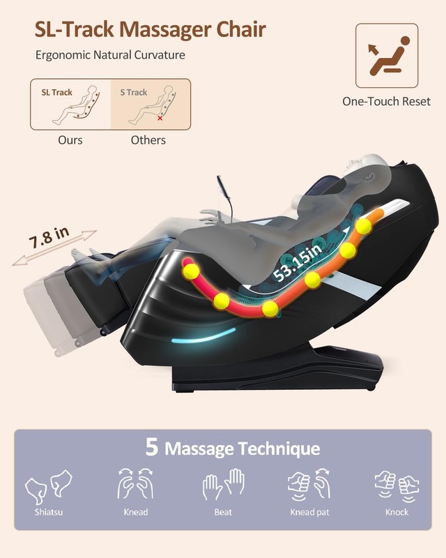 RELX Massage Chair Full Body with Scan, Zero Gravity, Large, Black gallery