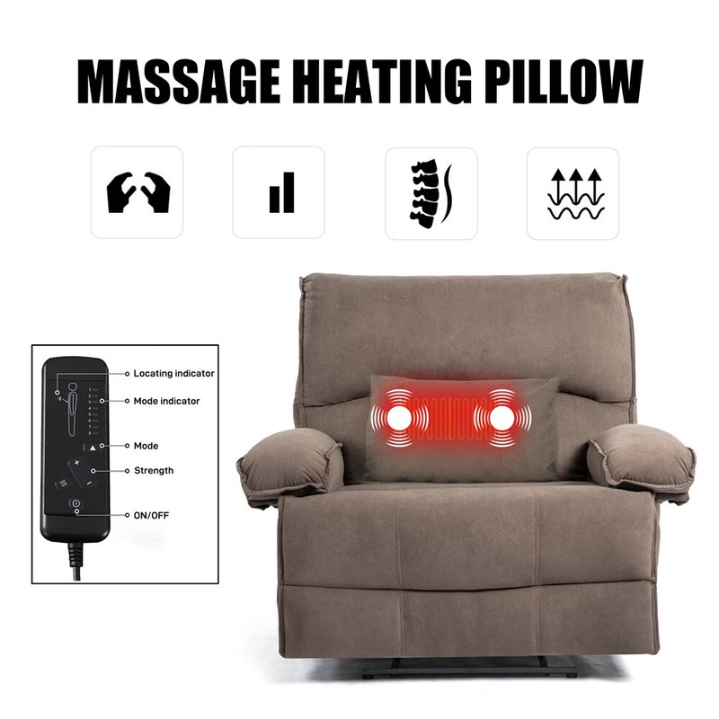 27.5" Oversized Manual Recliner Chair Sofa with Heating Vibration Capacity 350lb gallery