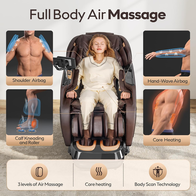4D Shiatsu Massage Chair with Zero Gravity, Heating, AI Voice & Touch Screen gallery