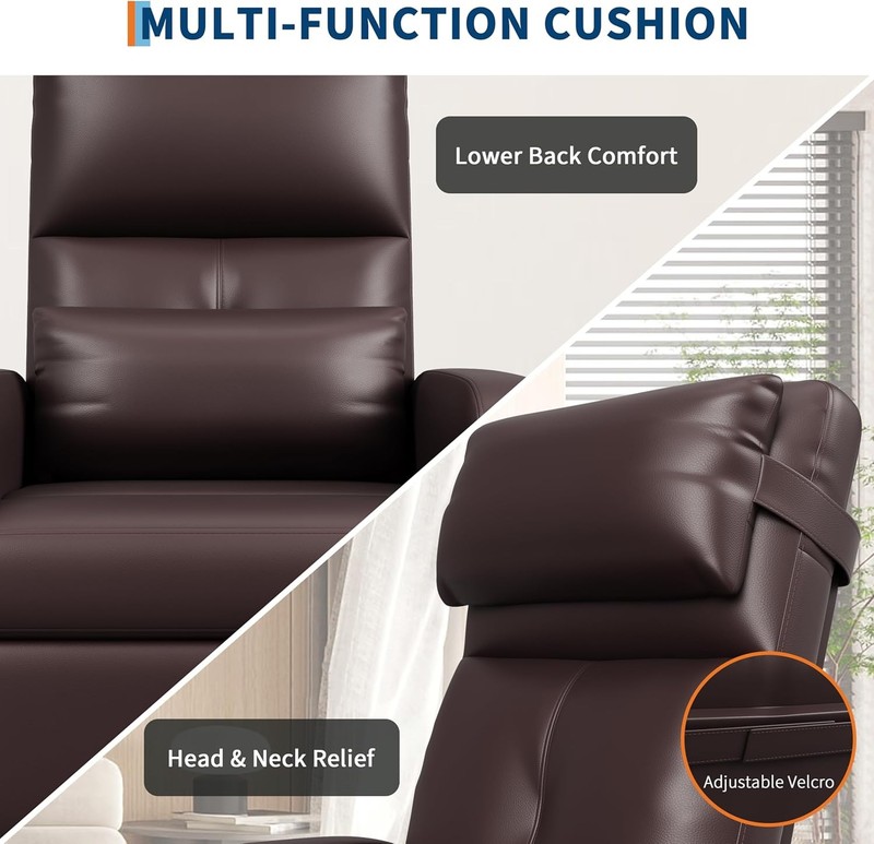 Power Recliner Chair with Massage & Heat,PU Leather with USB Port & Side Pockets gallery
