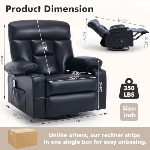 Rocker Recliner Chair with Heat and Massage, Wide Seat Heated Massaging gallery