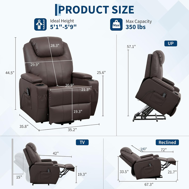 Power Lift Recliner Chair with Massage, Heat, Storage & Cup Holders gallery