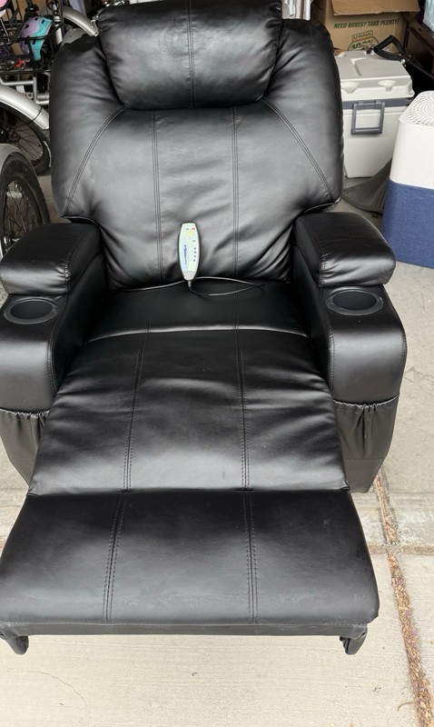 Black Faux Leather Electric Massage Recliner Chair w/ Wired Remote Control gallery