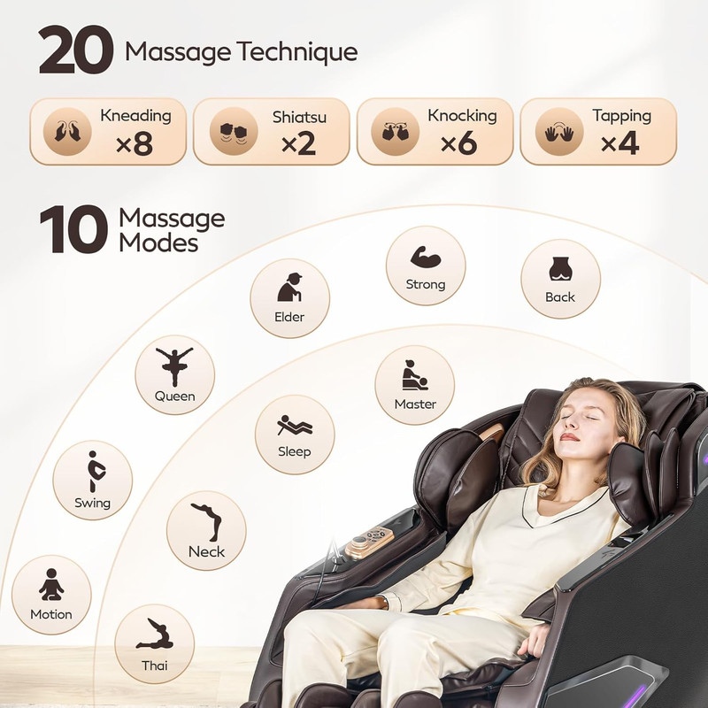 4D Shiatsu Massage Chair with Zero Gravity, Heating, AI Voice & Touch Screen gallery
